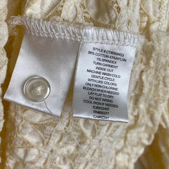 Sanctuary Pucker Up Dream Girl Top Size L Ivory Lace Long Sleeve Anthropologie - Picture 13 of 14